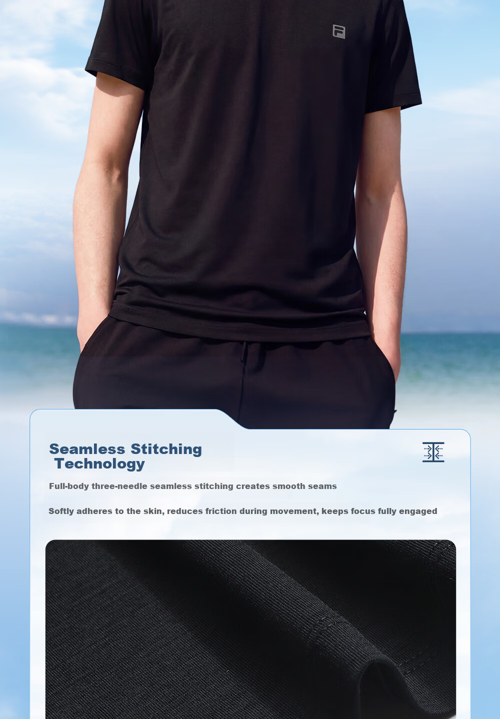 FILA Official Men's Knitted Short Sleeve Shirt 2026 Summer Fitness Sports Basic Crew Neck Merino Wool T-Shirt 6