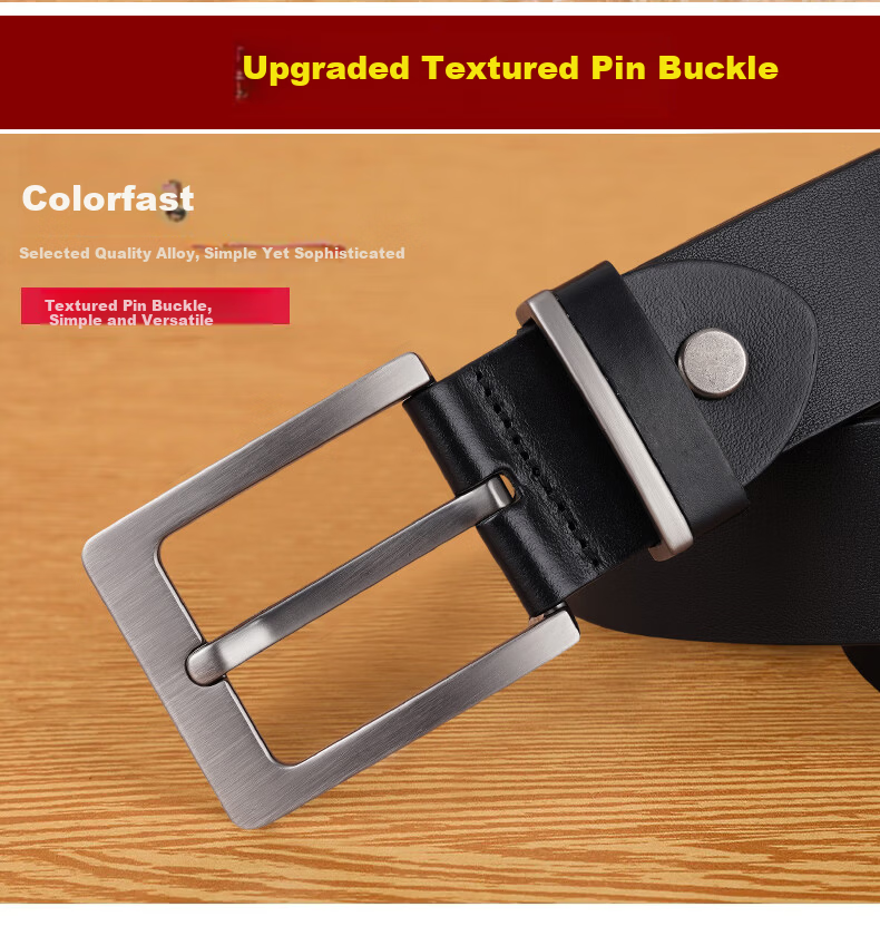 JEEP Men's Genuine Leather Belt, First Layer Cowhide Pin Buckle Waistband, Versatile New Style Pants Belt, Father's Day Gift for Dad 5