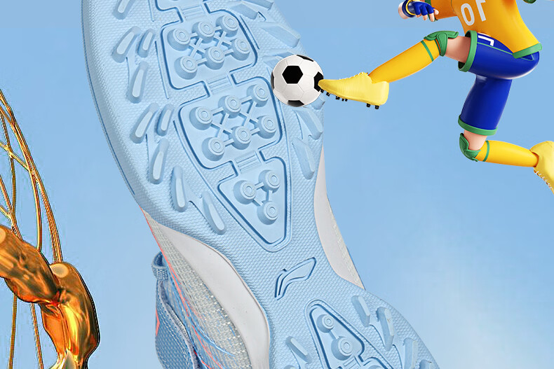 Li-Ning Kids Soccer Shoes TF Turf Studs Youth Student Large Child Velcro Slip-On Non-Slip Wear-Resistant Sports Shoes Size 32 10