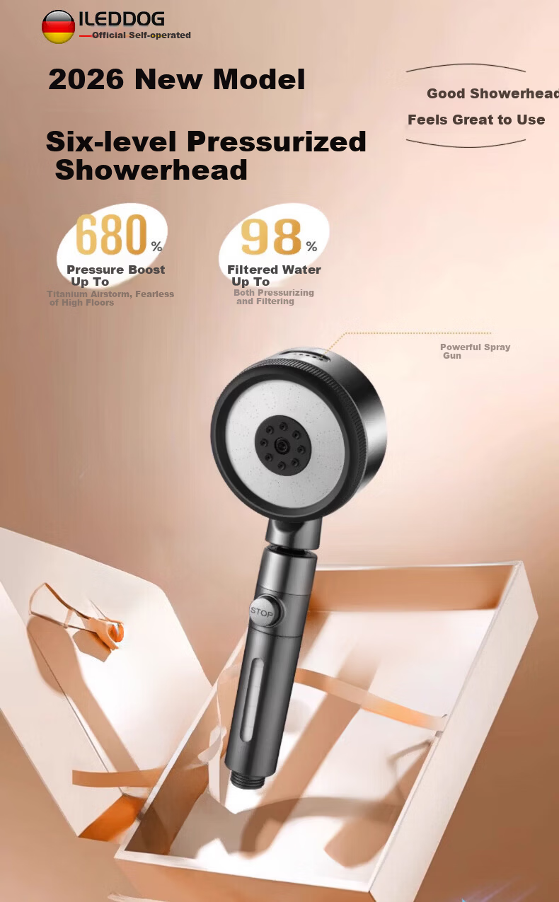 ILeddog [Germany] Pressurized Shower Head Handheld Filtered Shower Set for Home Bathroom NAL-016 3