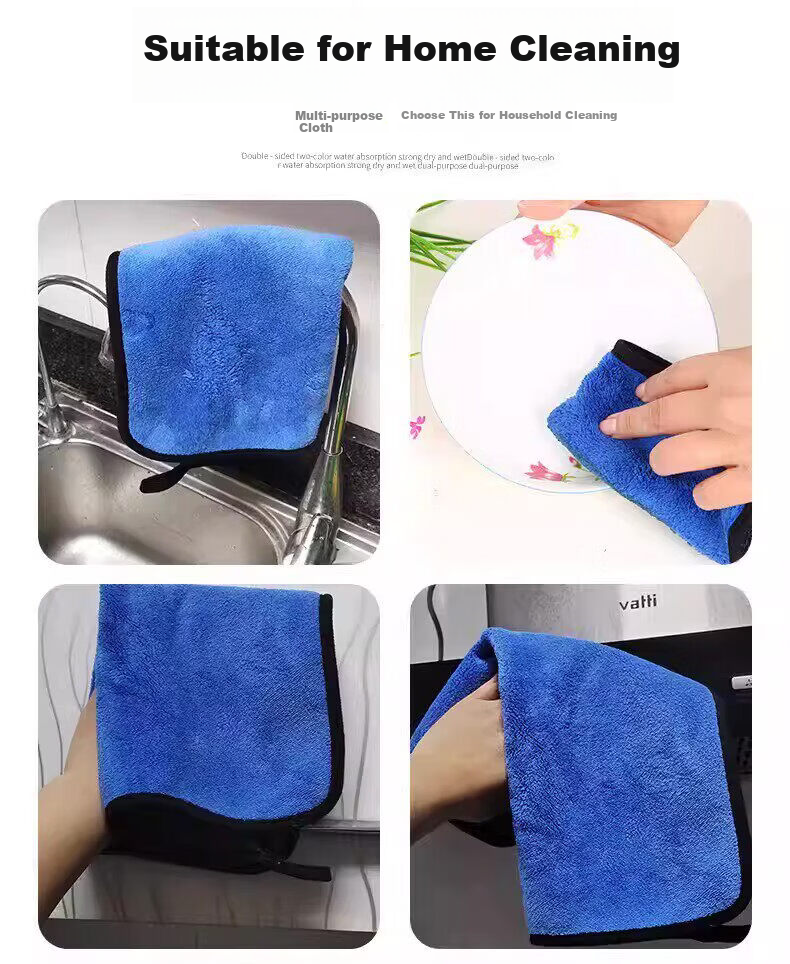 Mishiguang Microfiber Cleaning Cloths 30x30cm 5-Pack Double-Sided Absorbent Plush Dishwashing and Car Cleaning Towels 4