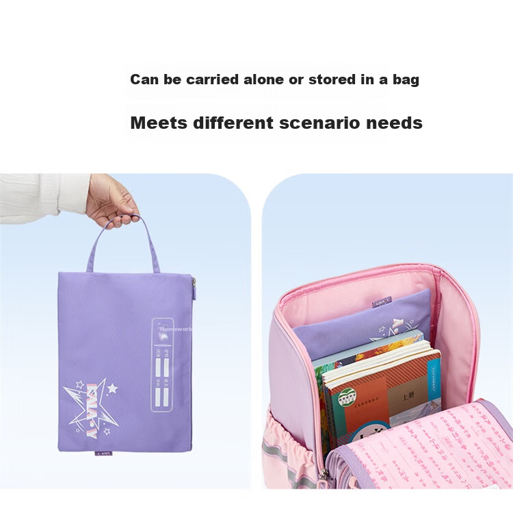 KALA·Y Elementary School Boys Lightweight Large Capacity Subject File Bag Tutoring Bag Navy Blue 8