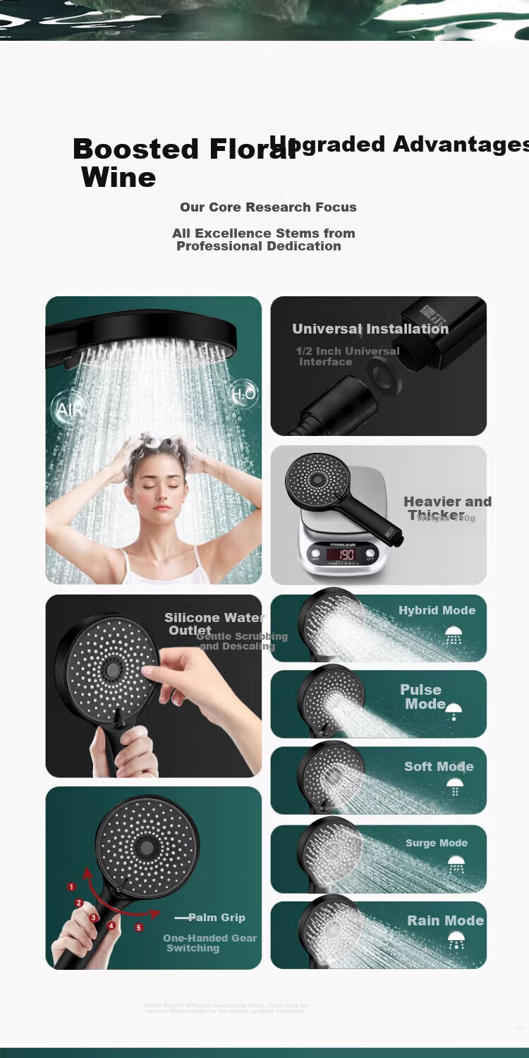 Del 28-Year Brand High-Pressure Shower Head Bathroom Large Water Flow Handheld Showerhead 335 Model 2