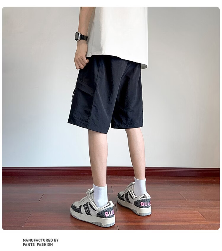 GENIOLAMODE Semir Group Men's Korean Style Loose Casual Lightweight Breathable Five-Point Ice Silk Quick-Dry Versatile Drawstring Shorts 12