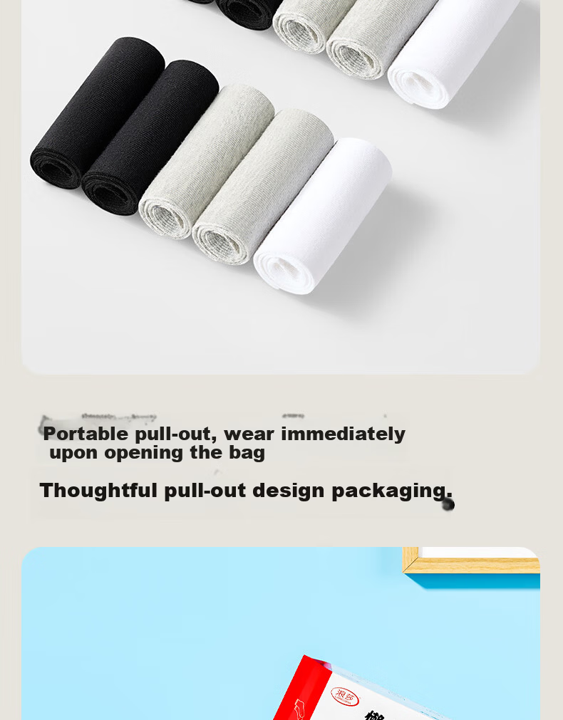Langsha Disposable Socks Unisex Travel Portable Pull-Out Cotton Socks Daily Use Wash-Free Socks 3
