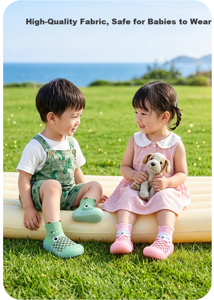 9i9 Baby Toddler Walking Shoes Floor Socks Children's Socks Summer Indoor Outdoor Soft Sole Early Education Shoes B139 Yellow Size 26/27 13