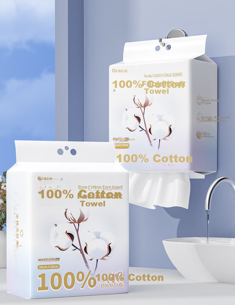 Grace Disposable Facial Wipes 100% Cotton Soft Cleansing Towels Dual-use Dry and Wet 150 Sheets 1 Pack 11