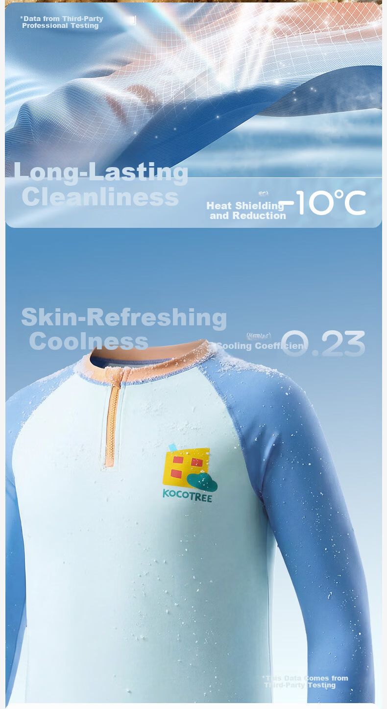 Kocotree KK Tree Kids Swimwear Original Yarn Sun Protection Boys and Girls Two-Mode Wet and Dry Split Swimsuit Long Sleeve Island-Level Three-Piece Set 15