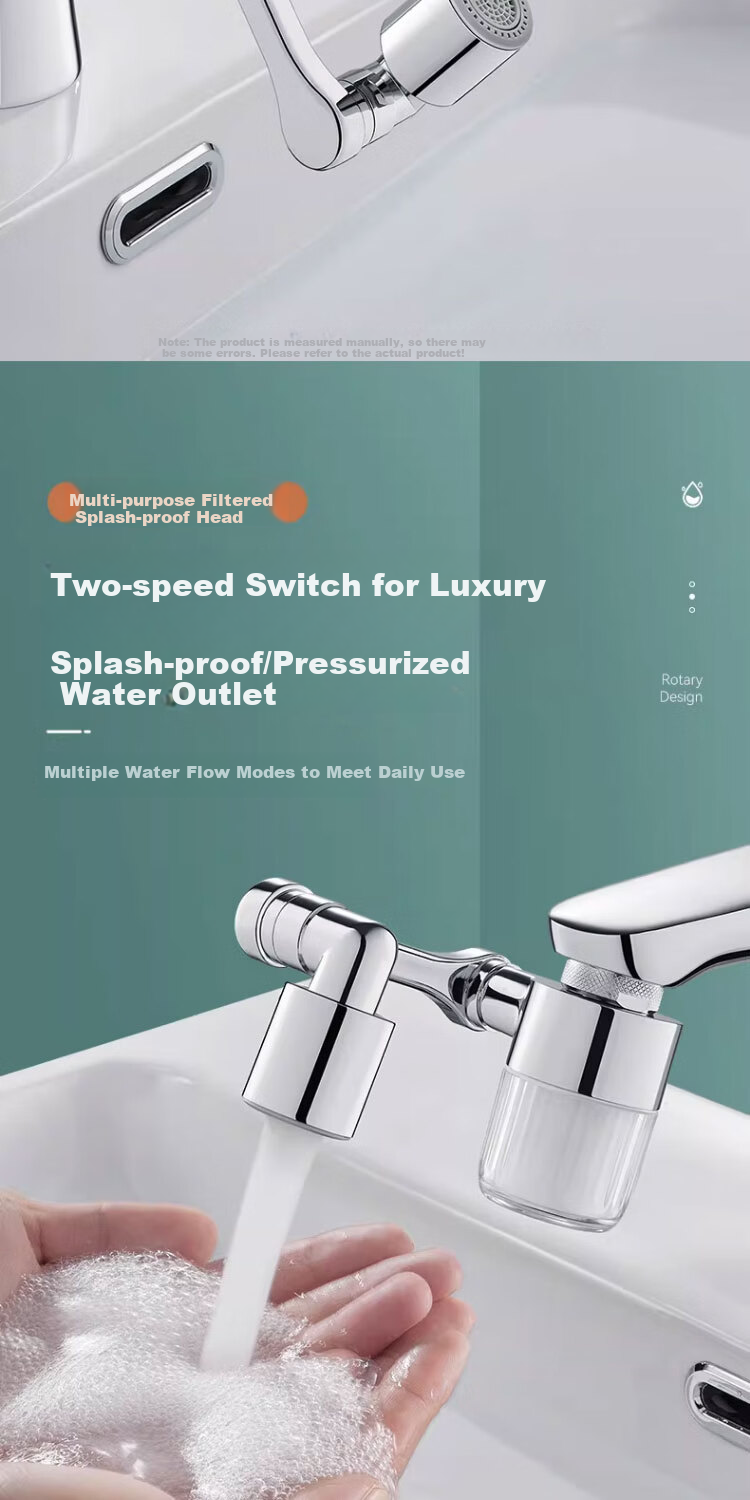 Delr [28 Years Brand] Faucet Extender Bathroom Basin Face Washing Filter Splash-Proof Water Purifier Mechanical Arm Universal Joint 6