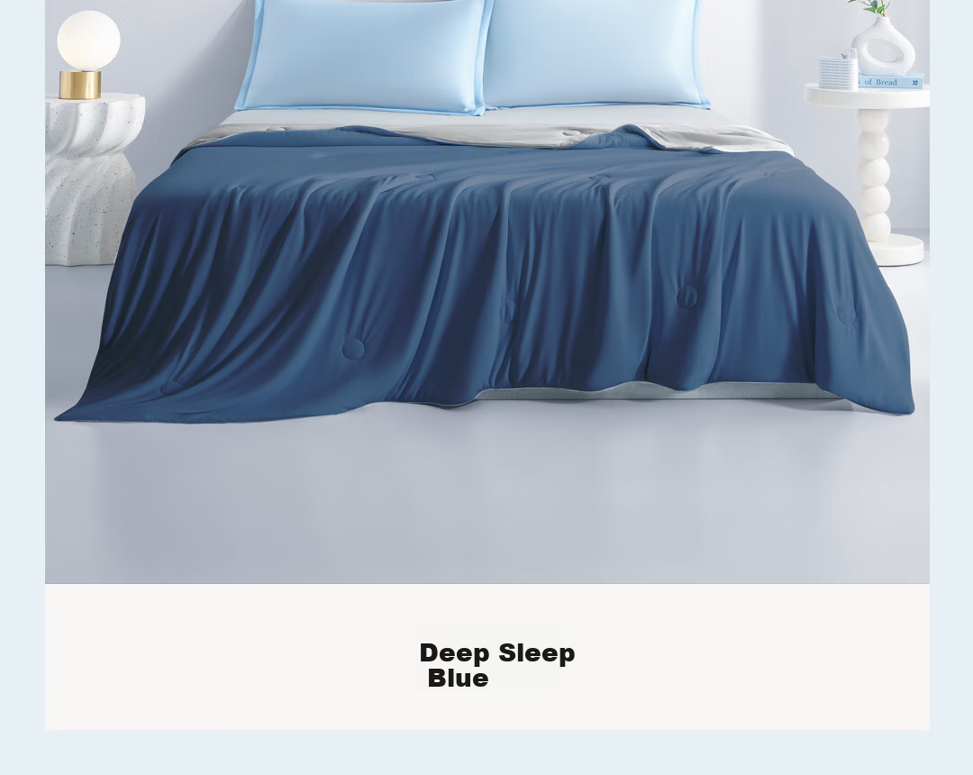 Deep Sleep Cooling Air Conditioning Quilt Ice Silk Lyocell Summer Quilt Class A Machine Washable 150*200cm Smoke Blue 29