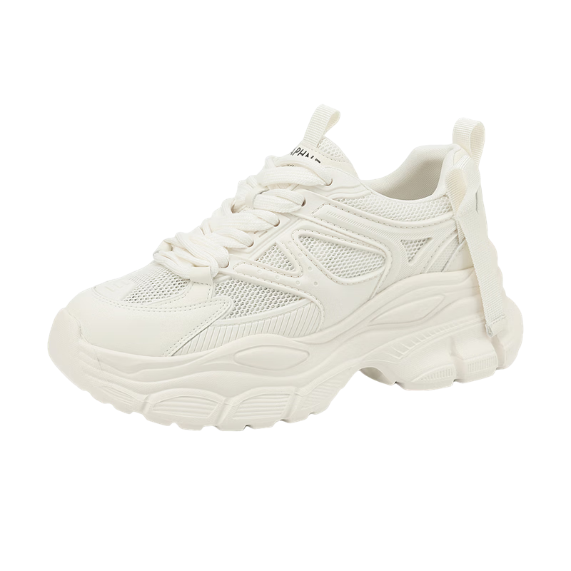 DAPHNE Women's Casual Shoes, Thick-Soled Lightweight Dad Sneakers, Sports White Shoes, Women's Footwear 4023404082, Transparent Beige, Size 38