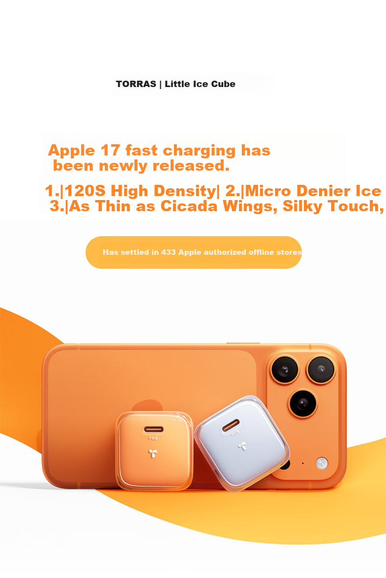Torras Ice Cube Pro 45W GaN Charger for iPhone 17 Pro Max, 17, 16, 15 Series with Original Fast Charging Cable 1