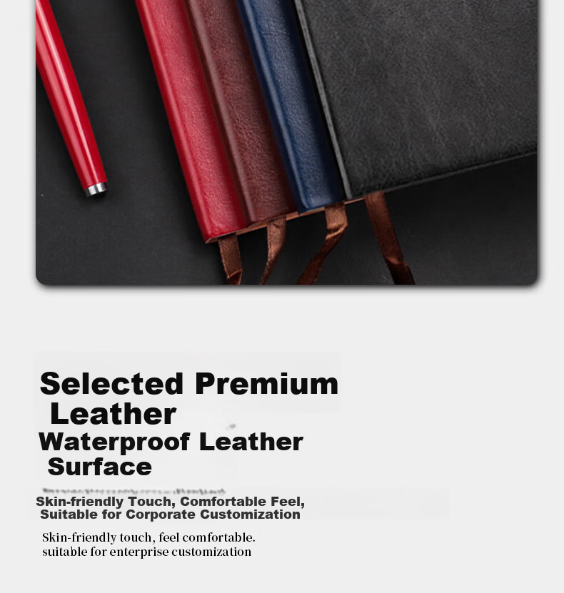 Xuchen Stationery Soft Leather B5 Black Cover Notebook 100 Sheets 200 Pages Memo Book Business Office Meeting Record Book Student Exam Writing Notebook Customizable Logo 2