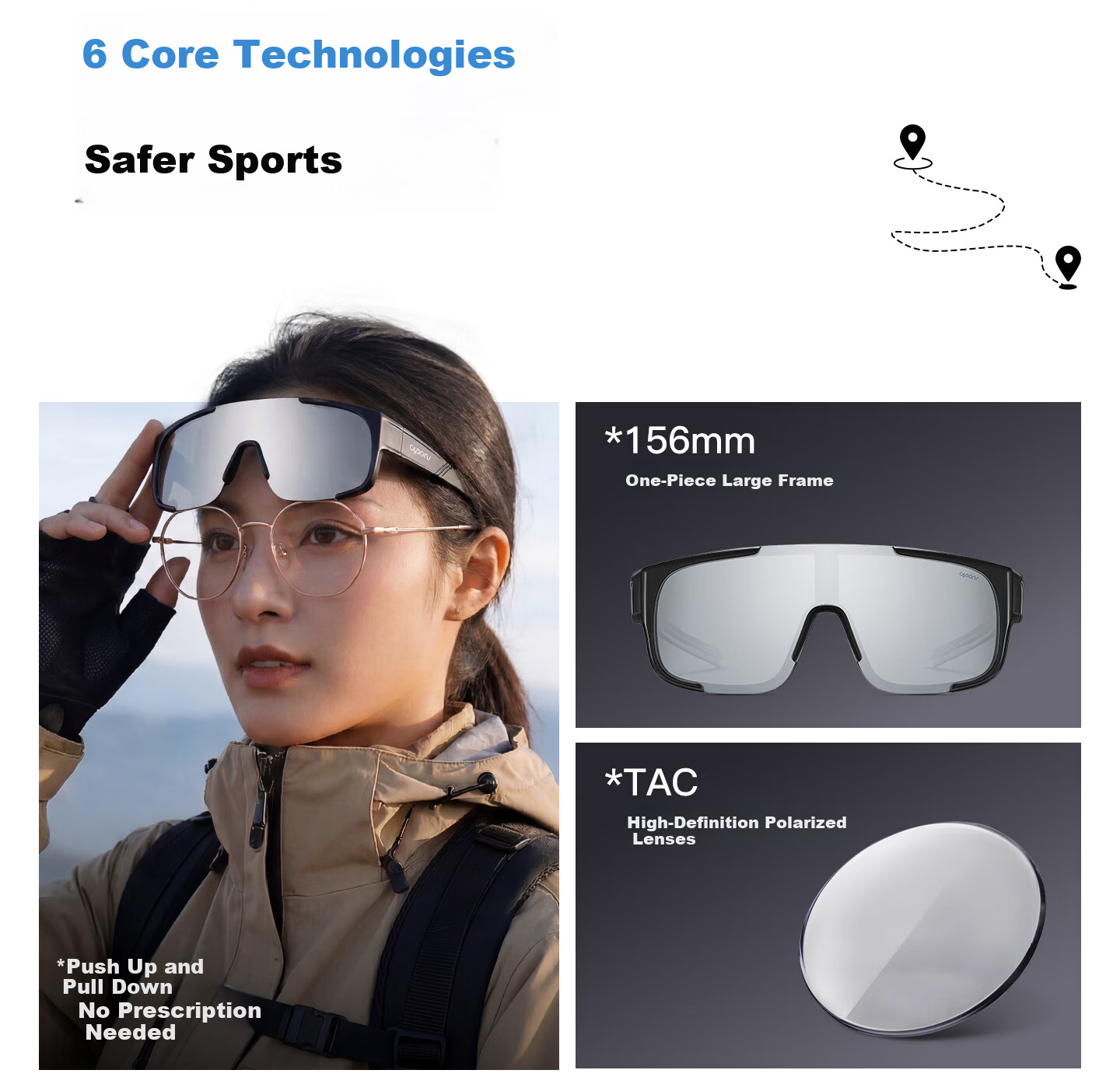 CAPONI Polarized Sports Windproof Outdoor Sunglasses for Women with Prescription Clip-On, UV Protection, Cycling and Mountaineering Goggles Compatible with Glasses 5