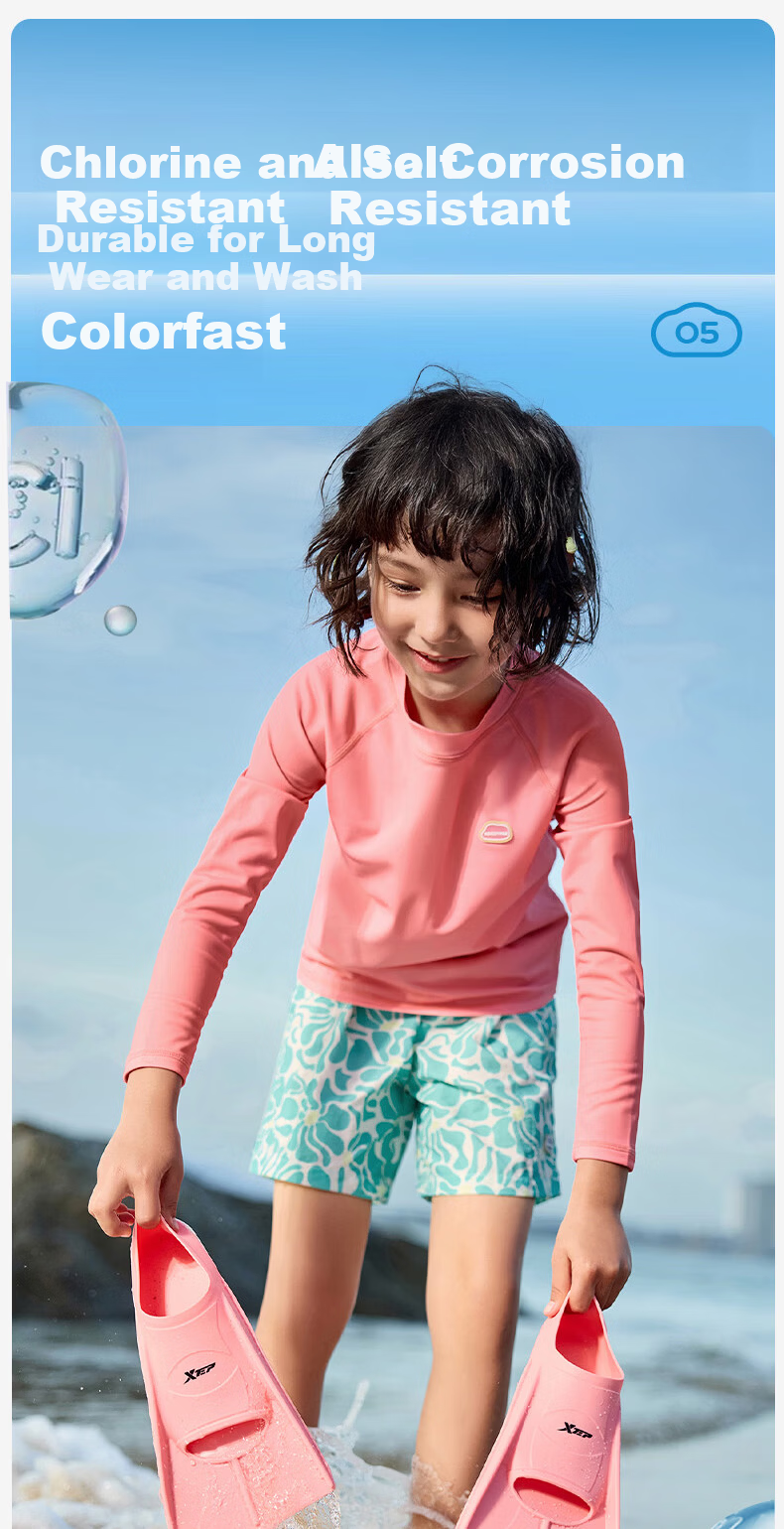 Kocotree KK Tree Kids Swimwear Original Yarn Sun Protection Long Sleeve Two-Piece Swimsuit for Boys and Girls, Durable for Thousands of Water Soaks, Parent-Child Style 15