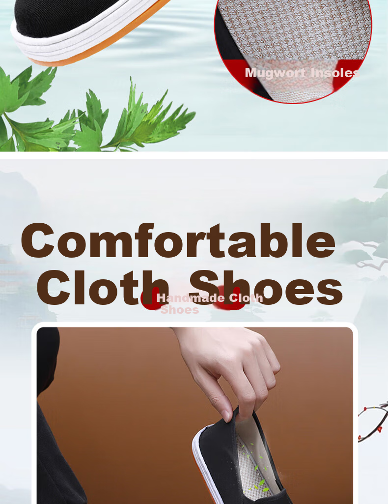 Yidisen [Beef Tendon Sole] Authentic Old Beijing Cloth Shoes Multi-layer Sole Mugwort Deodorant Breathable Non-slip Wear-resistant Black 45 2
