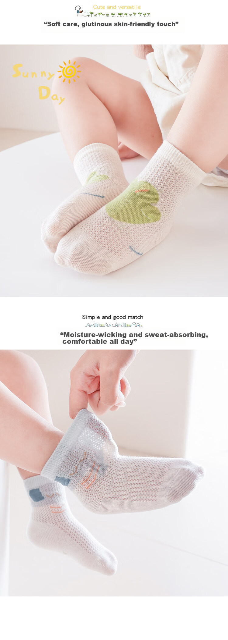 JOYNCLEON Baby Socks Summer Thin Breathable Non-Binding Mid-Calf Cotton Seamless Mesh Socks JYF183113 8