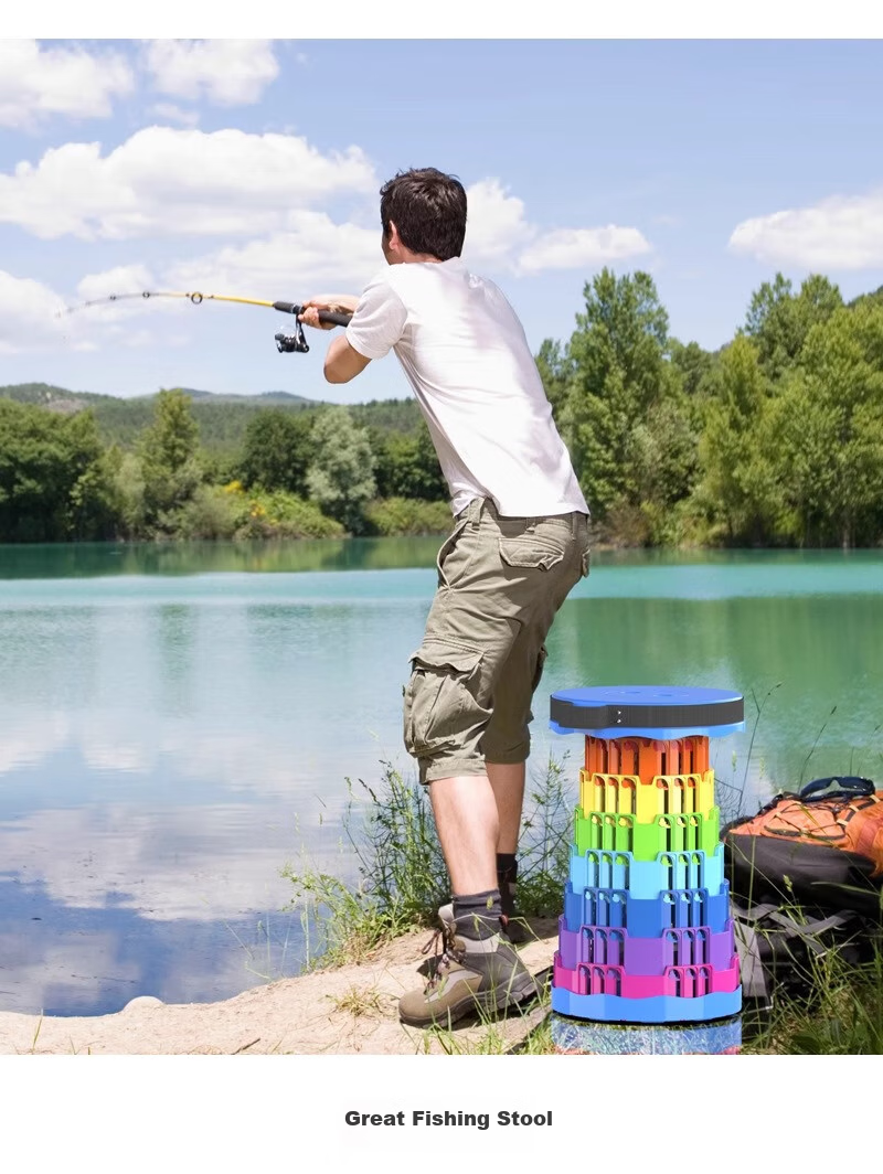 Huayin Xuan Folding Stool Portable Telescopic Adjustable Compact Stool Ultra-Light Queuing Fishing Outdoor Camping Chair 24
