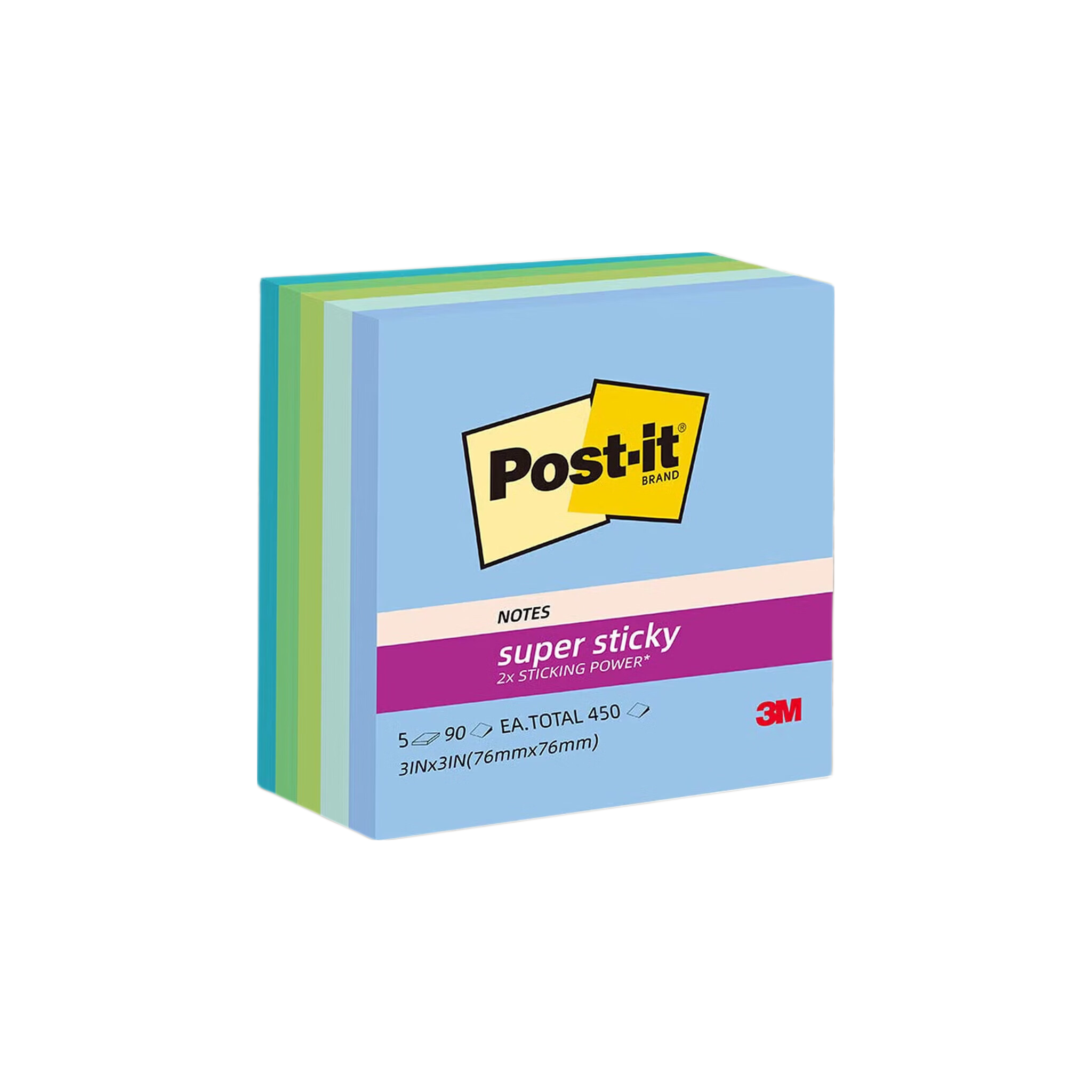 3M Post-it Extreme Fun Series Memo Pads 654-5SST Extreme Fun Series Memo Pads (Blue Earth)