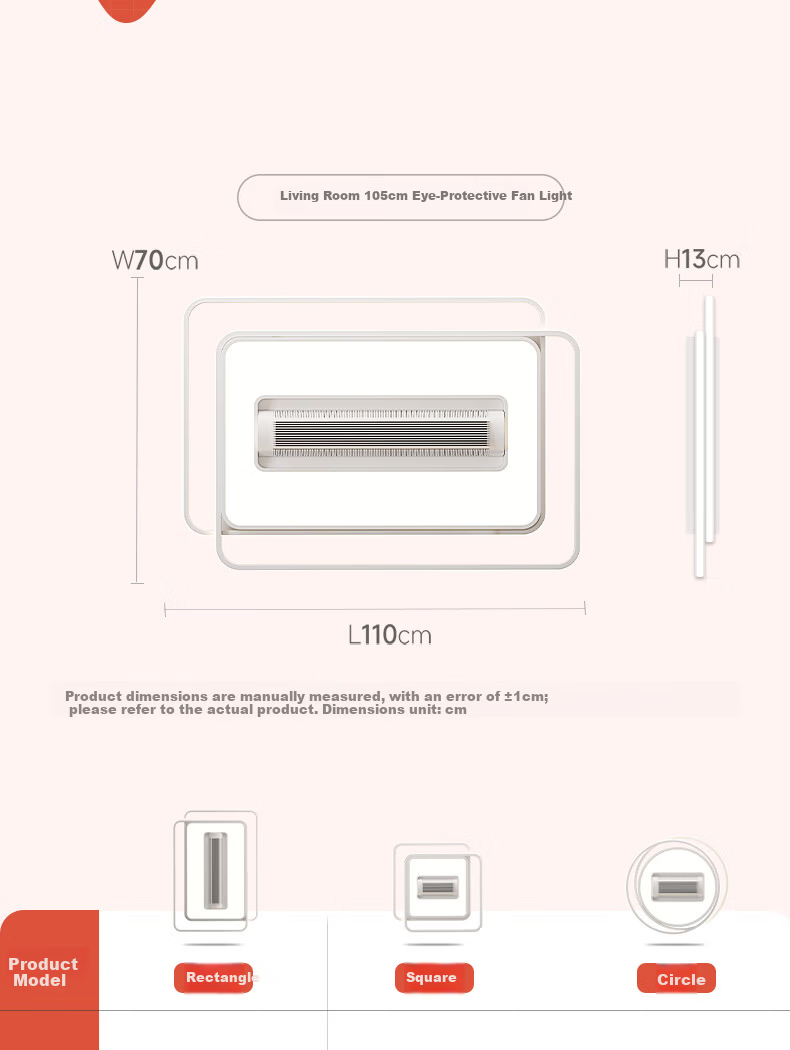 GUJIA LED Bladeless Ceiling Fan Light Integrated Eye-Care Lighting for Living Room and Bedroom 110cm [Installation Included] 15