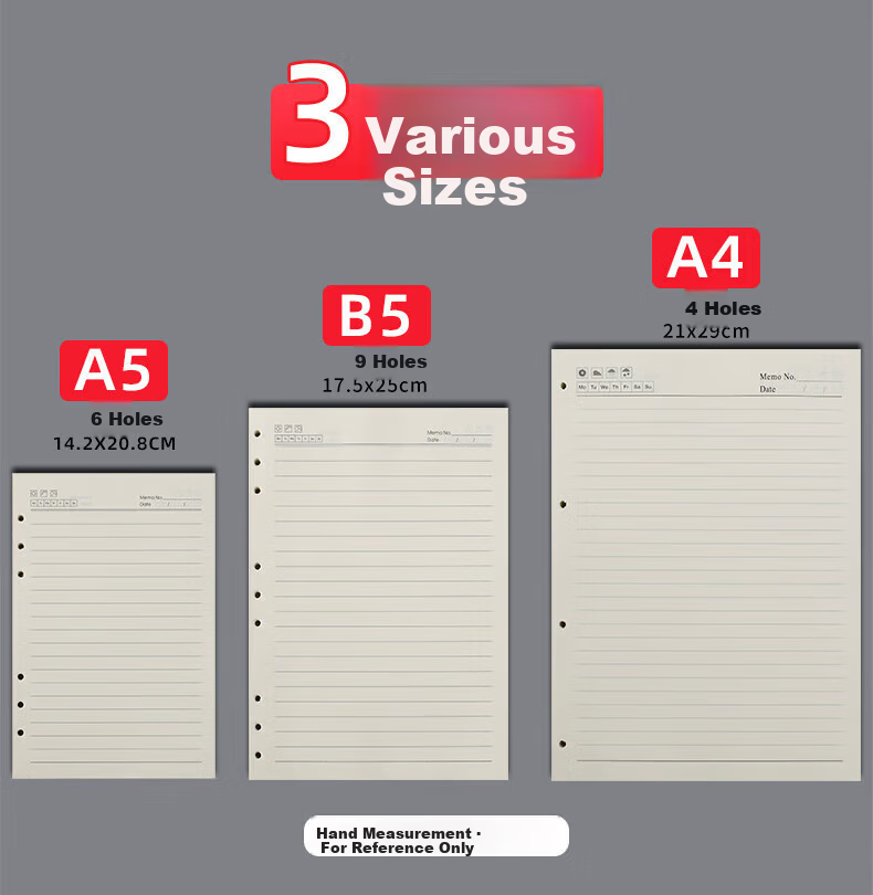 Xutong A5 Loose-Leaf Refill Paper for 6-Hole Notebook, 80 Sheets/160 Pages, Blank Thickened Refill Inner Pages for Notebooks, Meeting Notes Journal 3