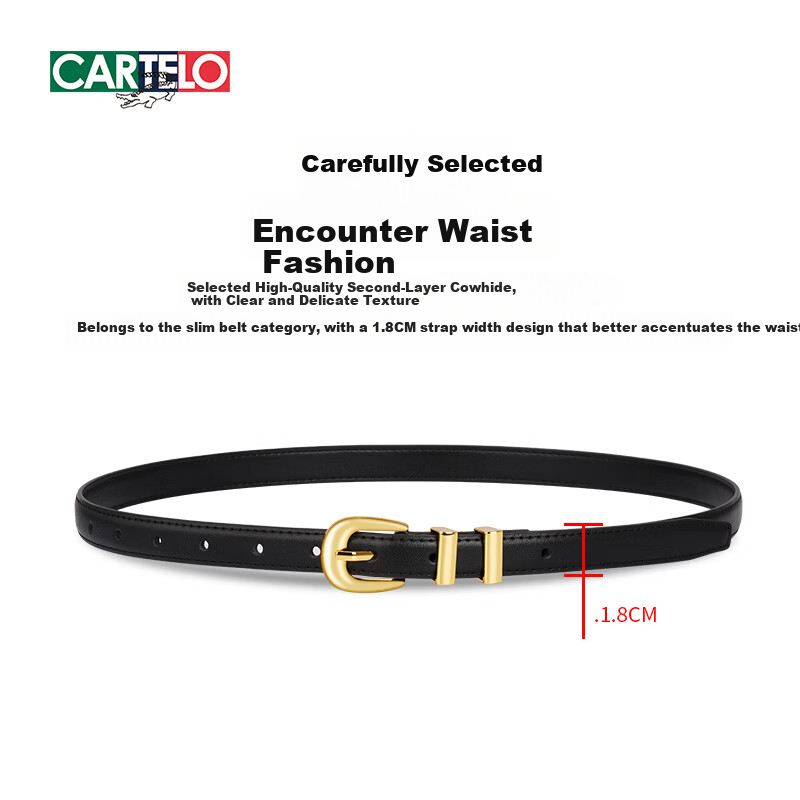 CARTELO Women's Genuine Leather Belt Cowhide Jeans Belt Korean Style Simple Versatile Pin Buckle Belt Birthday Gift for Girlfriend