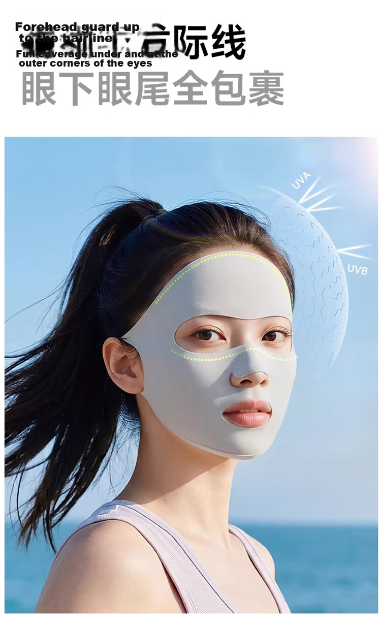 Yuzhaolin Women's Cycling Sun Protection Mask UV Protection Ice Silk Breathable Full Face Sunshade Neck and Eye Guard Blush Face Cover 8