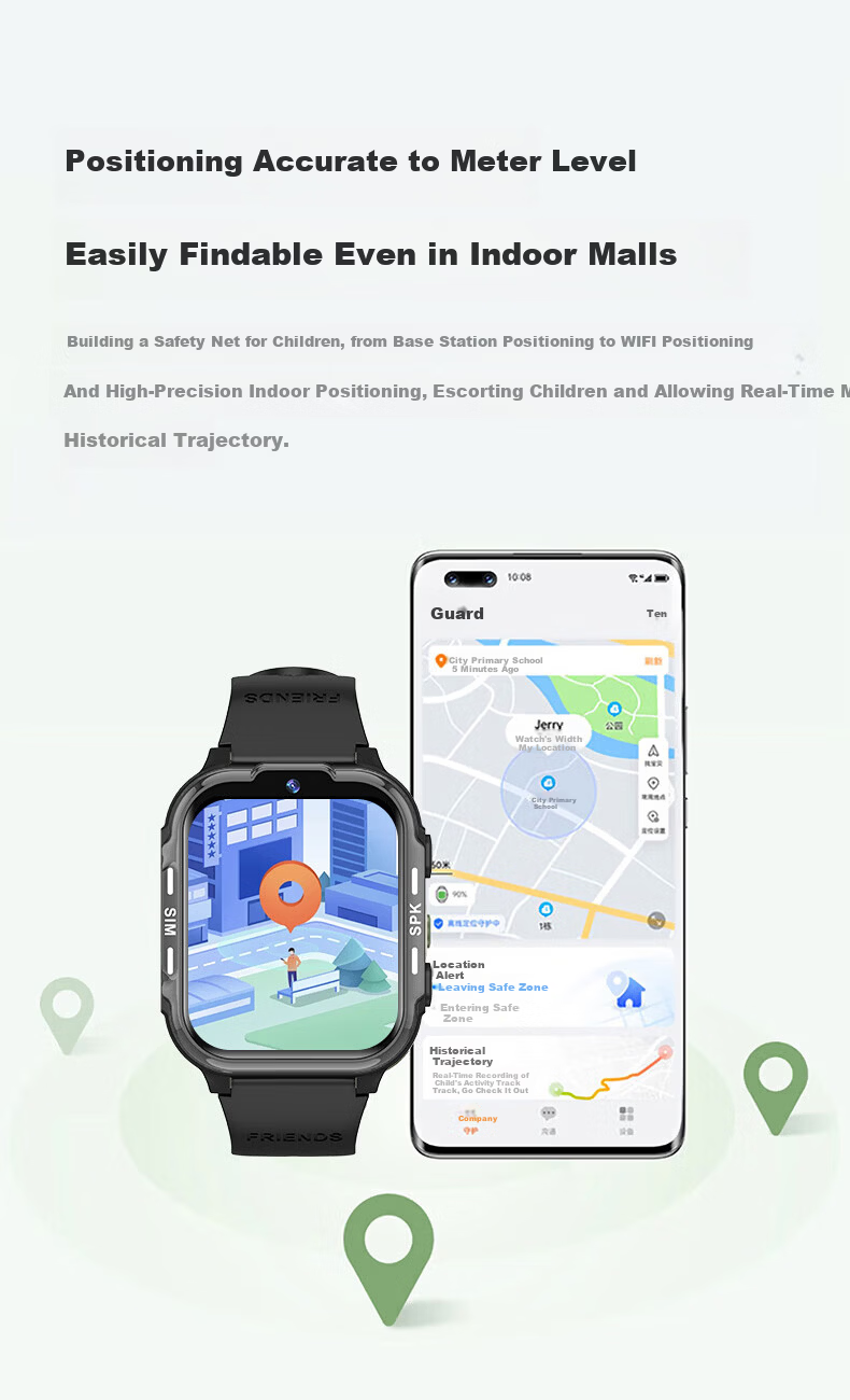 HUWXMAXI Kids 5G SIM Card Phone Watch Waterproof GPS Tracker for Boys and Girls Ages 6-18, Compatible with All Networks 6