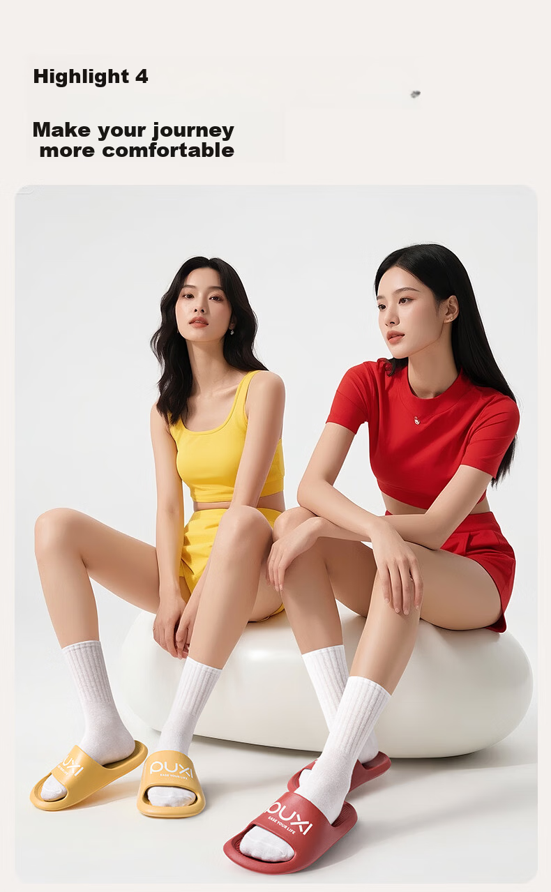 Puxi Banana Letter Print Trendy Slippers Non-slip EVA Material Couple Versatile Off-white 37-38 3