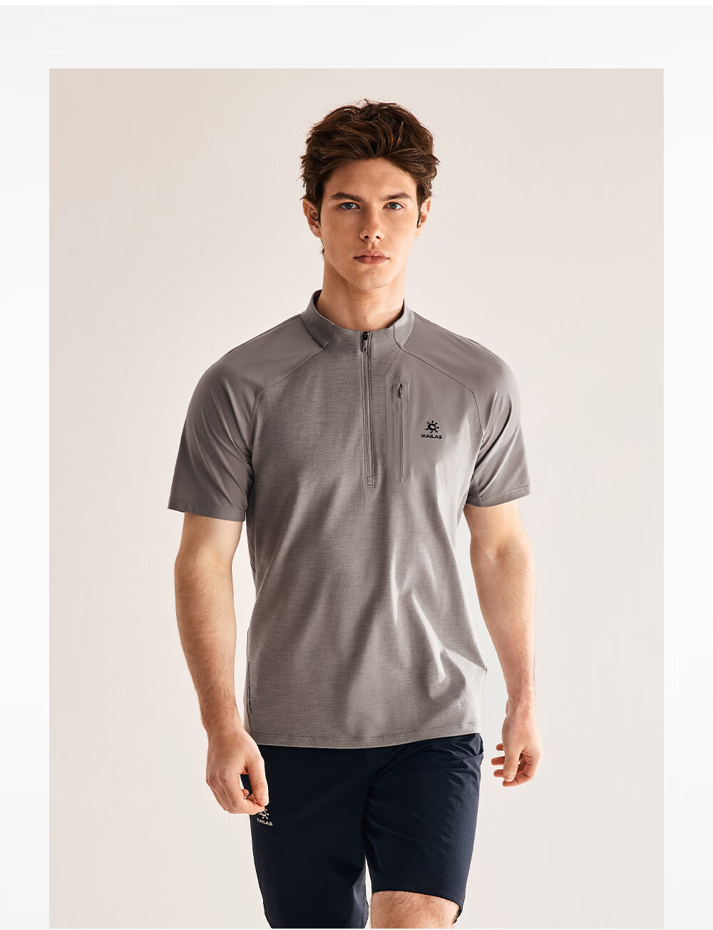 KAILAS XM2 Wool Short Sleeve T-Shirt Men Quick-Dry Half-Zip Outdoor Hiking Breathable Mountaineering Top 1