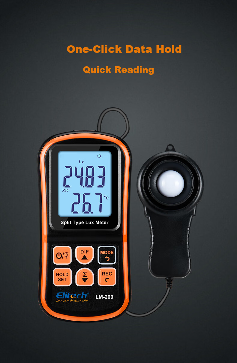 Jingchuang LM-200 Illuminance Meter Split-Type Light Intensity Monitor High-Precision Photometer 200,000 Lux Brightness Tester 5