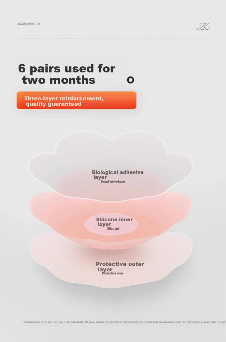Caramella Invisible Breathable Silicone Nipple Covers for Women, Anti-Exposure, Lightweight, No Bra Needed, Small Bust, Wedding Dress Chest Pads 5