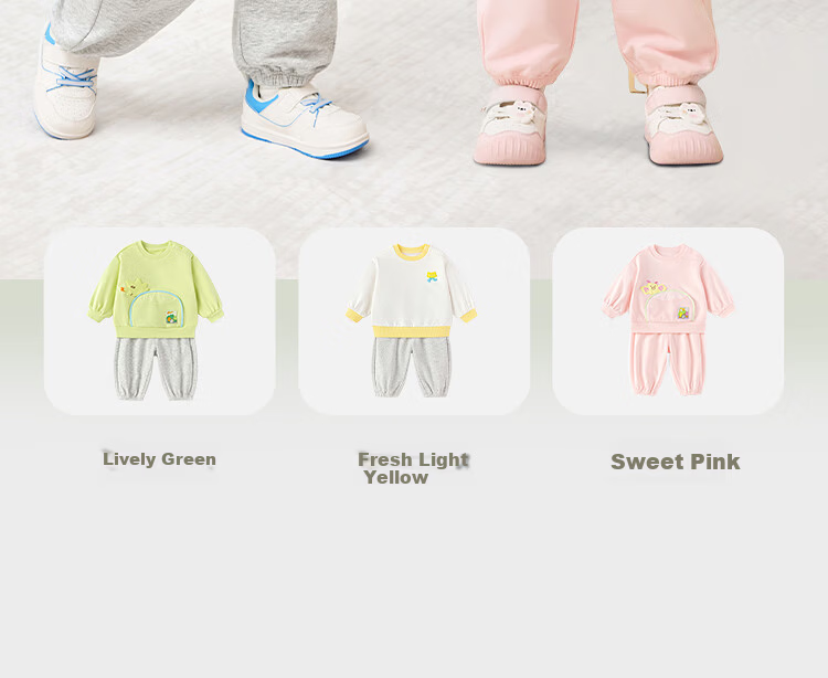 Balabala Kids Two-Piece Set Toddler Baby Boys Girls 2026 New Spring Outfit Top and Pants Cute Comfortable 7