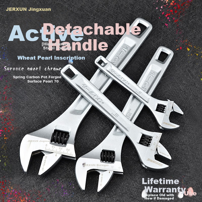 JERXUN 6-Inch Adjustable Wrench Multi-Functional Large Opening Household Repair Tool
