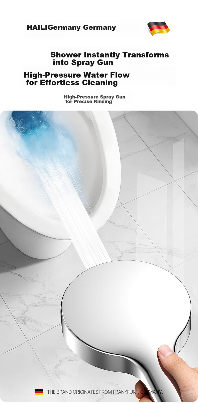 Haili High-Pressure Handheld Shower Head, Ultra-Strong Round Large Panel, Model ZH258G 8