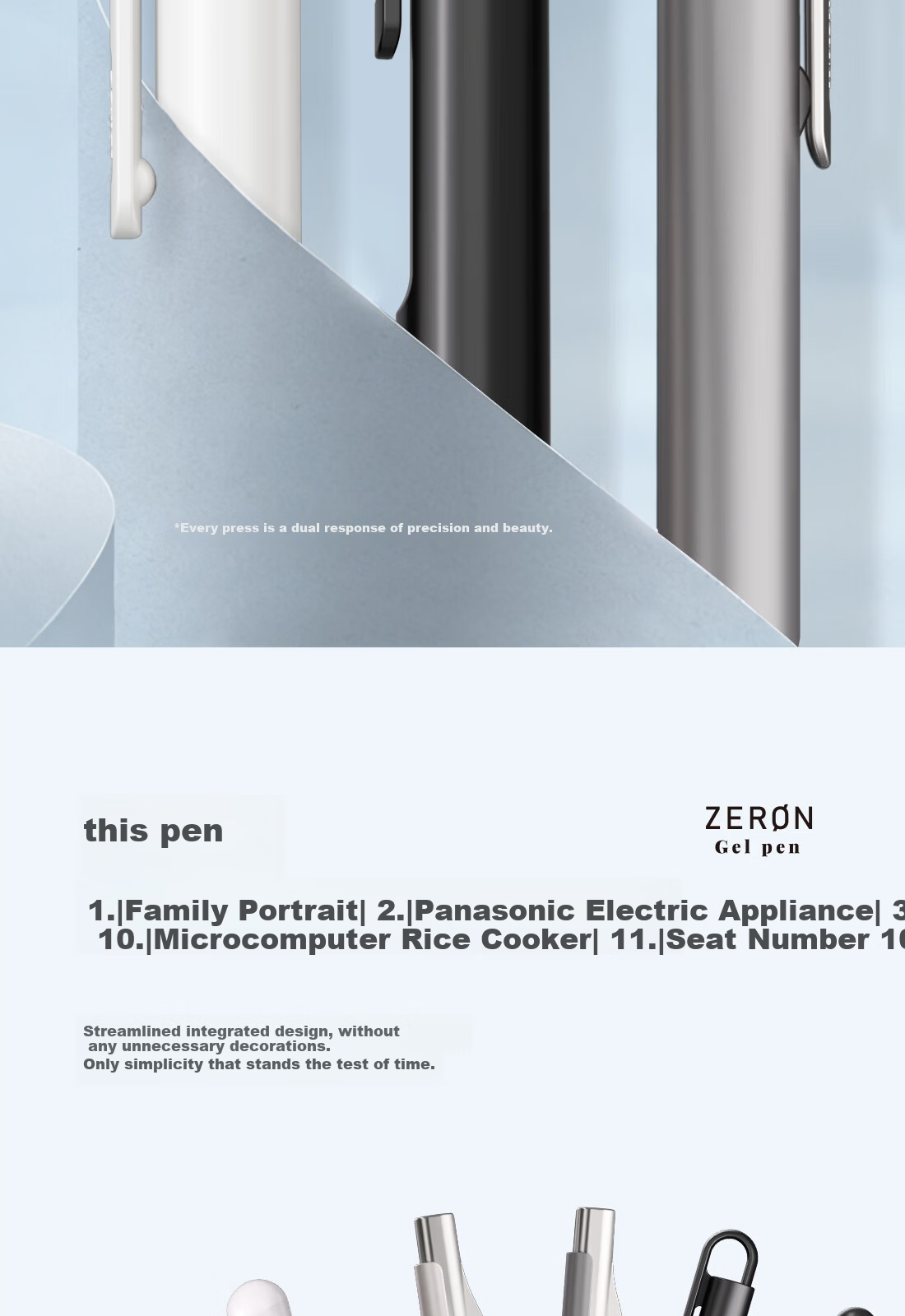 Kayou Zero Series Gel Pen Neutral Pen Endorsed by Zhou Bichang Retractable 0.5mm Black Ink High-Value Exam Pen Solid White 01&02 Model - 2 Pack 15