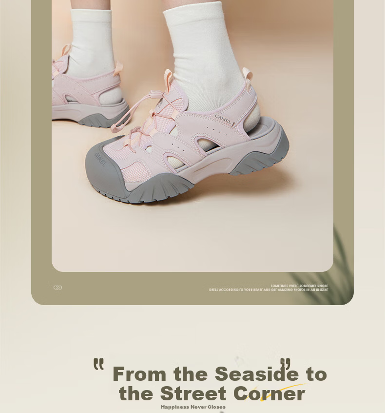 CAMEL Cute Outdoor Casual Water Land Dual-Use Beach Sandals L26M076003 Pink Size 36 4