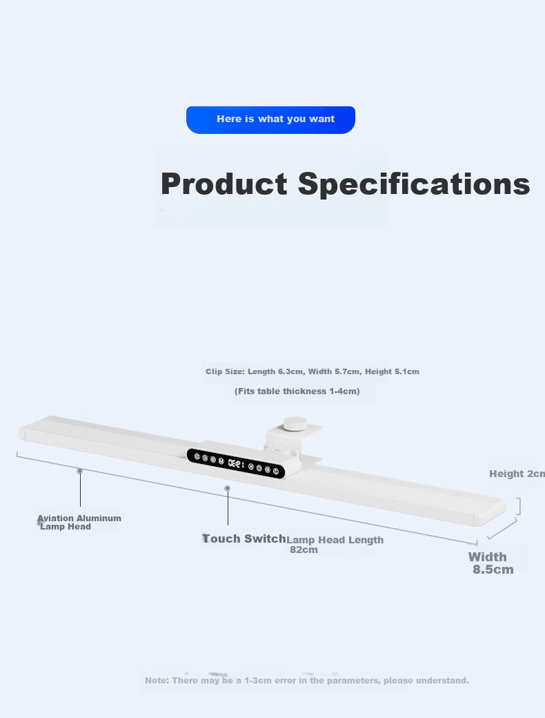 Dell Eye Protection Wall-Mounted Study Desk Lamp Clip-On Reading Light Anti-Myopia Student Dormitory 13