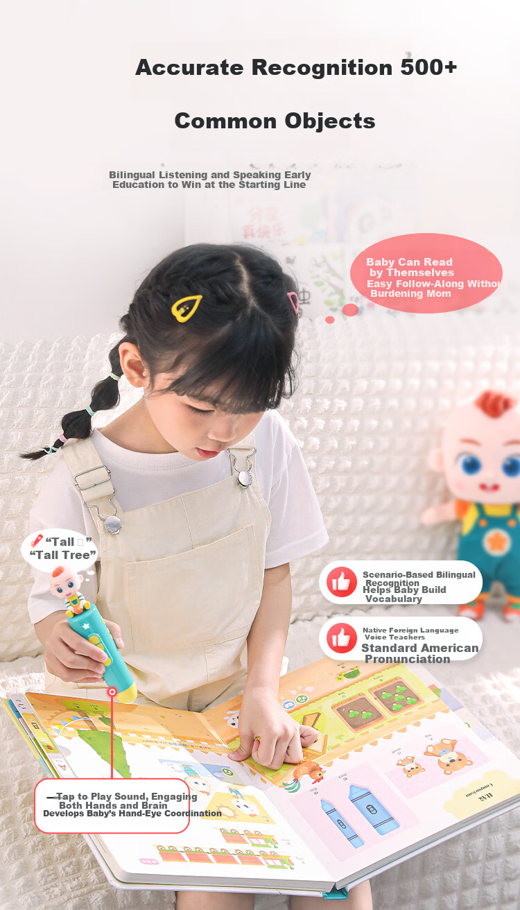 BabyBus Early Learning Machine Reading Pen Advanced Starter Kit Bilingual Educational Toy Toddler Reading Book Children's Day Gift 8