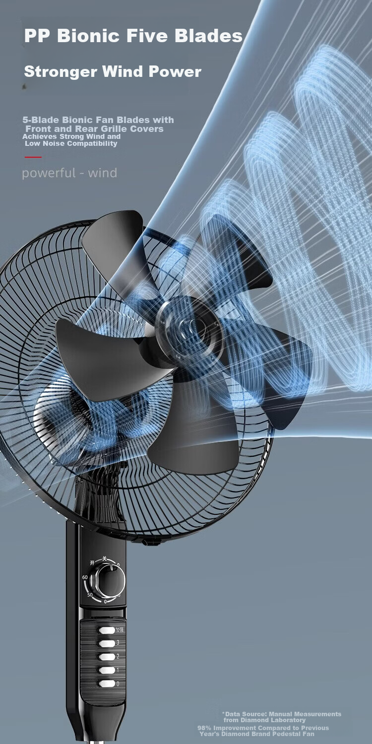 DIAMOND Floor Fan Home Use DC Inverter Energy Level 1 Copper Motor Standing Fan 7-Blade Quiet Energy-Saving Strong Wind Long-Distance Fan MX 10