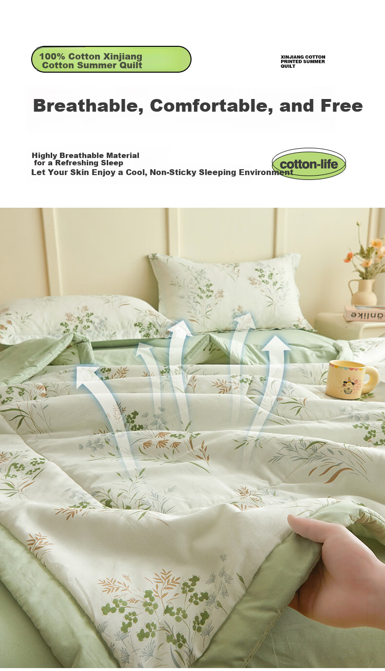 MUJI 100% Xinjiang Cotton Quilt, Pure Cotton Summer Cooling Quilt, 220*240cm 13