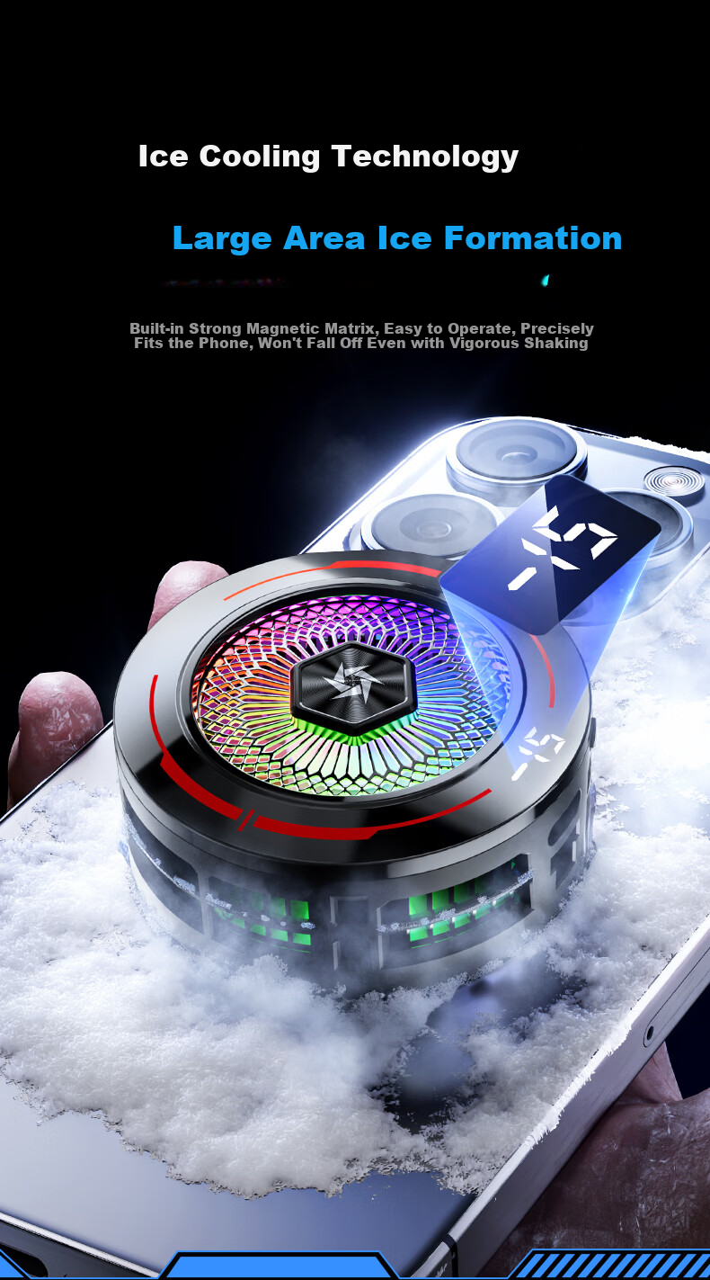 STEK 15W AI Temperature Control Freezing Mobile Phone Cooler Ice Clip Cooling Gaming Cooler Compatible with Black Shark 2 Pro Red Magic Xiaomi Apple 17 Pro Huawei 7