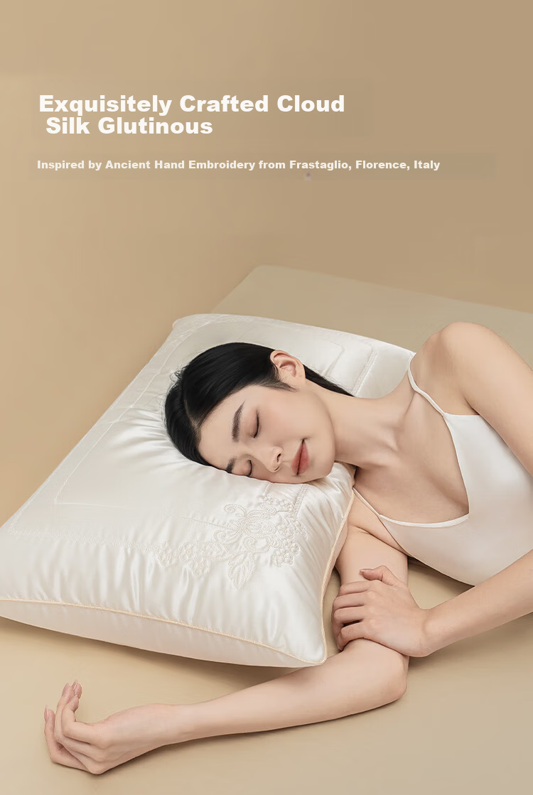 JD Jingzao Cloud Silk Mulberry Silk Pillow A-Class Antibacterial Soft Neck Support Adult Deep Sleep Pillow Core 48*74cm Single Pack 7