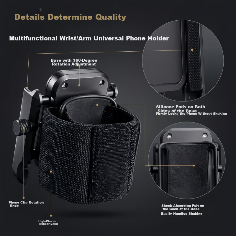 Howtreats Wrist Phone Holder Band for Designated Driving, Running, Sports, Live Streaming, Cycling Navigation Arm Phone Pouch 4
