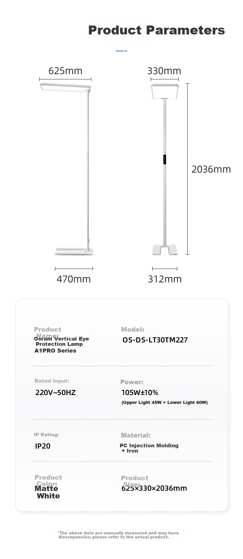 OSRAM Vertical Road Lamp Eye Protection Study Student Reading Floor Lamp Full Spectrum Smart Living Room Study Lamp 19