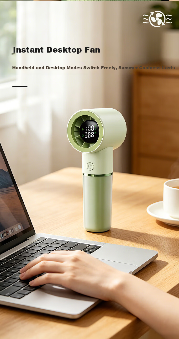 Kingdee Desktop USB Mini Fan Portable Silent Electric Fan Strong Personal Fan for Students Dorm Bedside Office Desk 3000mAh 9