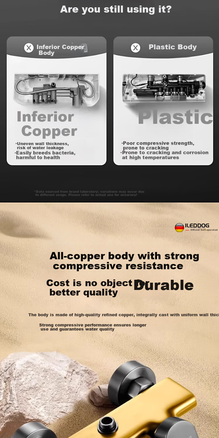 ILeddog [Germany] All-Copper Body Shower Set Home Bathroom Bath Shower Head Complete Set SL-003 6
