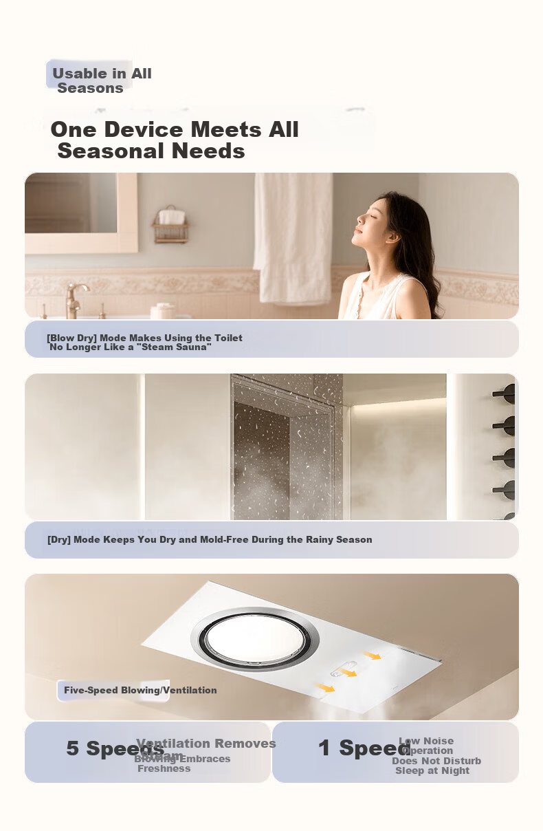 Midea Smart Bathroom Heater Ring Series Thermostatic Ion Cloud Sterilization Odor Sensing Heater F5 [All-Inclusive Price] 12