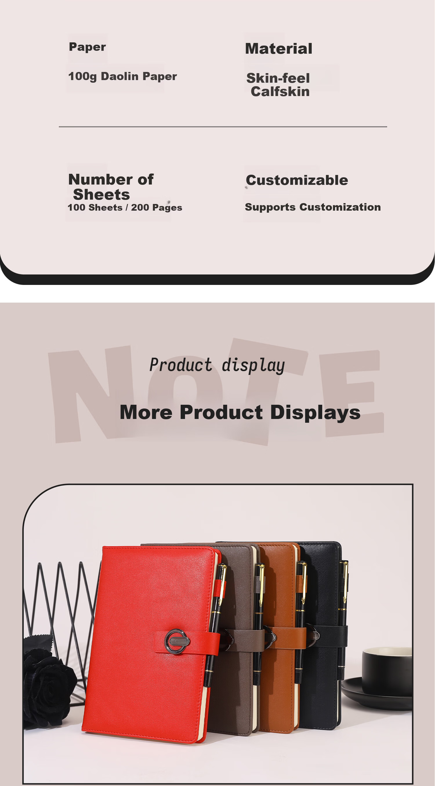Aohuan Vintage Luxury Buckle Leather A5 Business Office Notebook 200 Pages Thickened Customizable Meeting Notes Copper Brown 10