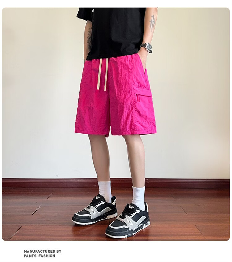 GENIOLAMODE Semir Group Men's Korean Style Loose Casual Lightweight Breathable Five-Point Ice Silk Quick-Dry Versatile Drawstring Shorts 28